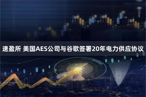 速盈所 美国AES公司与谷歌签署20年电力供应协议